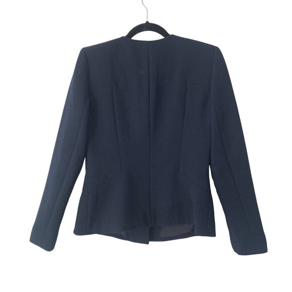 Lafayette 148 Navy Button Front Blazer Size 2 Tailored Fit Structured Wool - Picture 3 of 8